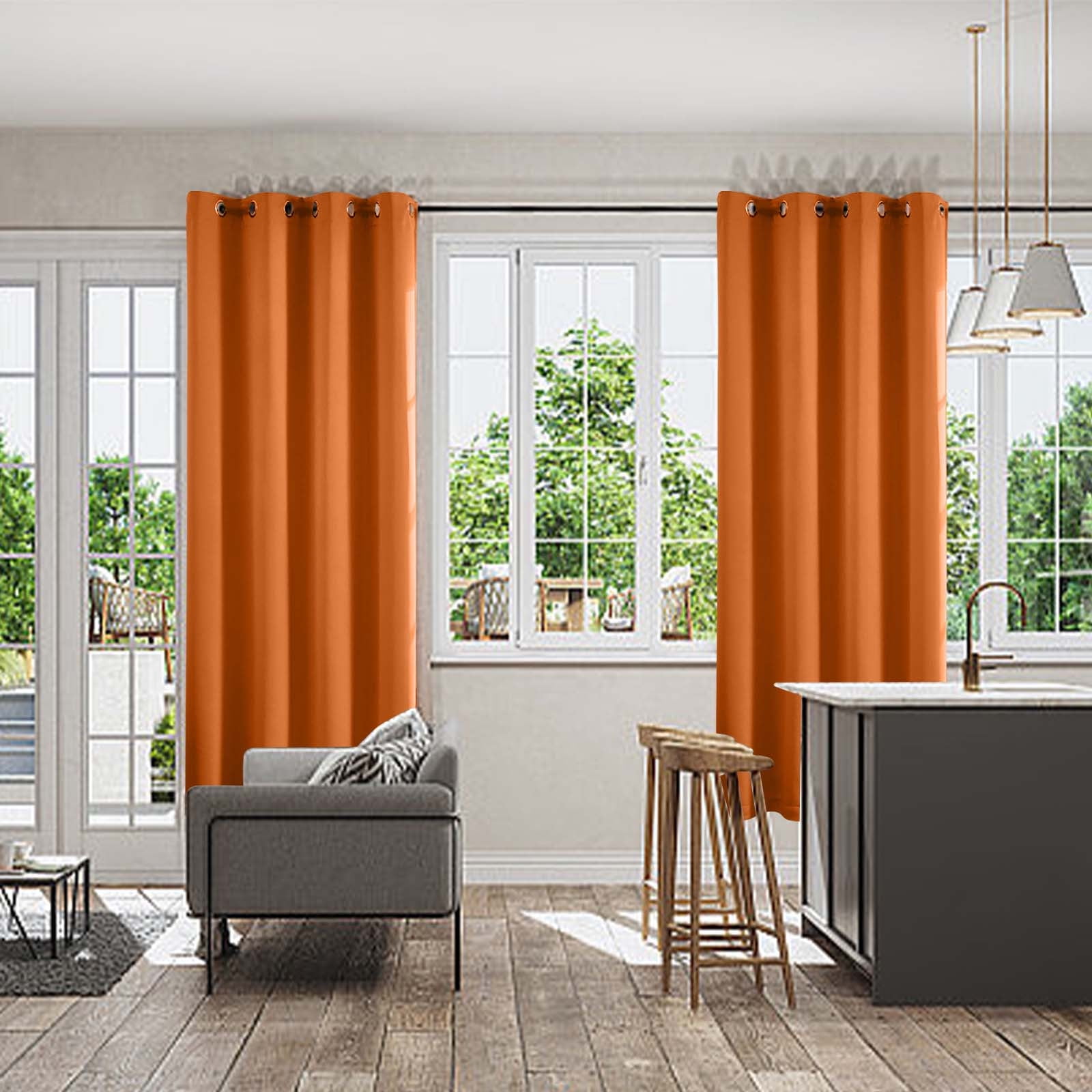 Blackout Curtains 84 Inch Length 2 Panels Set, Thermal Insulated Long Curtains& Drapes 2 Burg, Room Darkening Grommet Drapes for Living Room Bedroom Window (W52 x L84 Inch, Orange) Spring Sale 2025