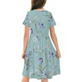 thumbnail image 3 of LOVZFMLL Robe d'Été Unie à Manches Courtes Col Rond en Maille Princesse Robe de Mariage pour Enfants, 3 of 3