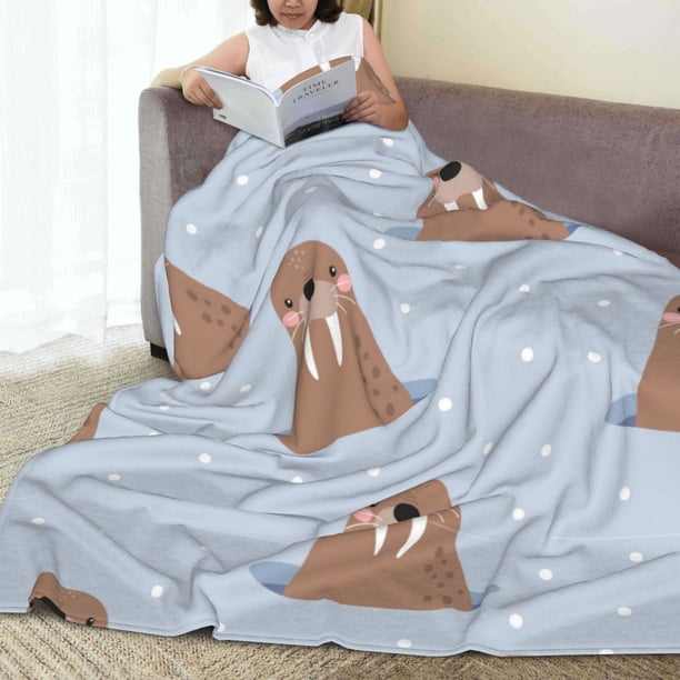 Saiise Playful Walrus Wonders Print Ultra-Soft Micro Fleece 