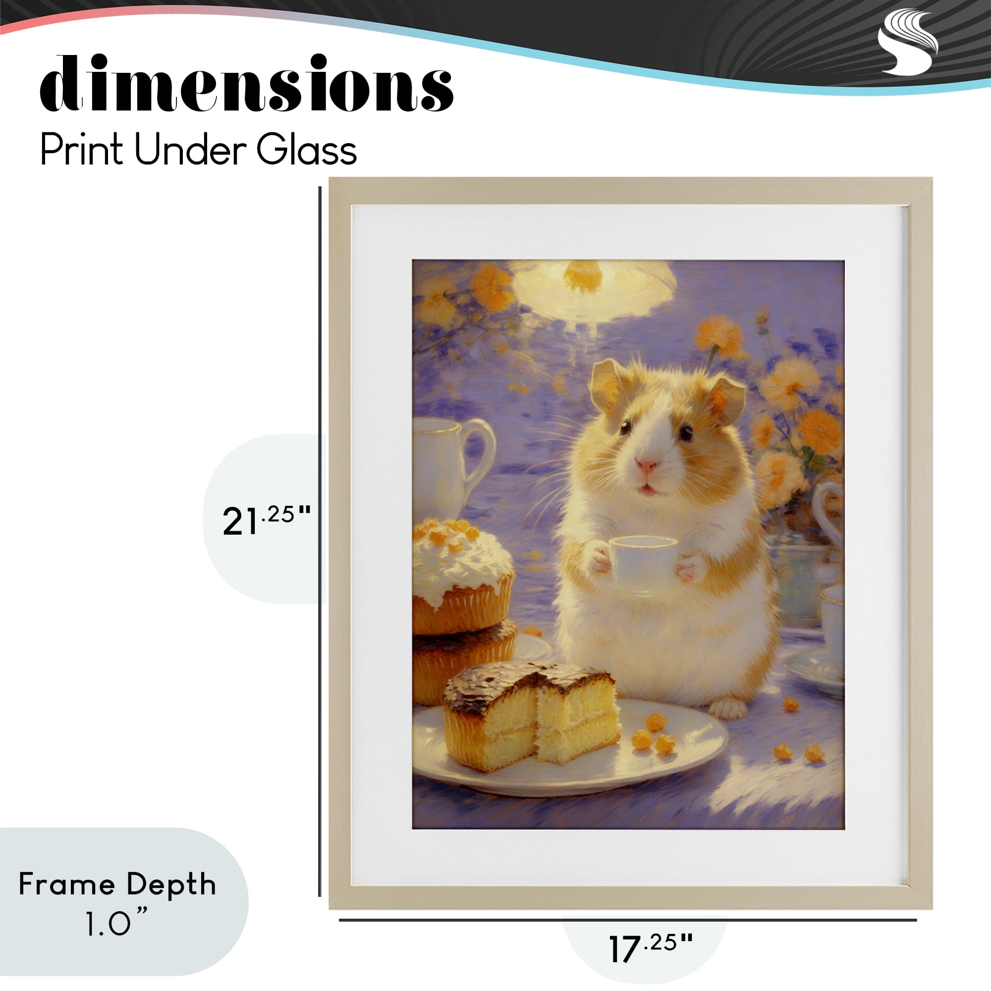 Stupell Industries Hamster Tea Party with Cake Birch Framed Print Under Glass, design by Angie Hawke