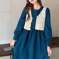 thumbnail image 6 of TIERPOP Women Crochet Knit Sleeveless Crop Top Vest Floral Lace Button Waistcoat for Jacket, 6 of 19