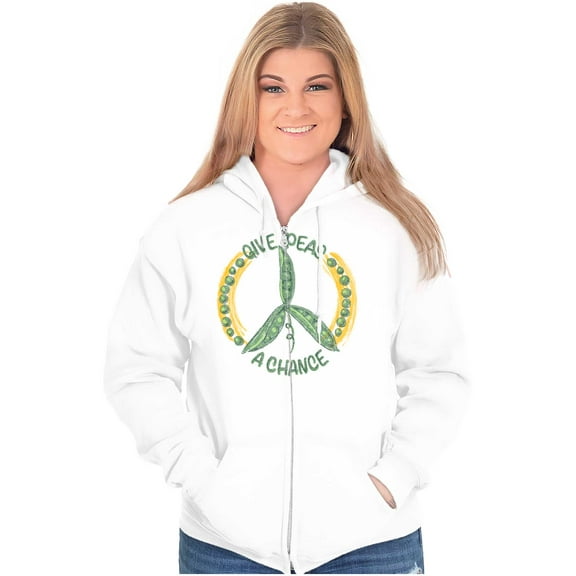 Give Peas A Chance Home Hobby Gardener Zip Hoodie Sweatshirt Women Brisco Brands S