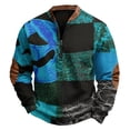 thumbnail image 3 of GrmtClth Halloween Spooky Graphic Long Sleeve Golf Shirts For Men Color Block Patchwork Stand Collar Snap Button Pumpkin Skeleton Witch Ghost Soft Ribbed Holiday Party Pullover Tops Black L, 3 of 6