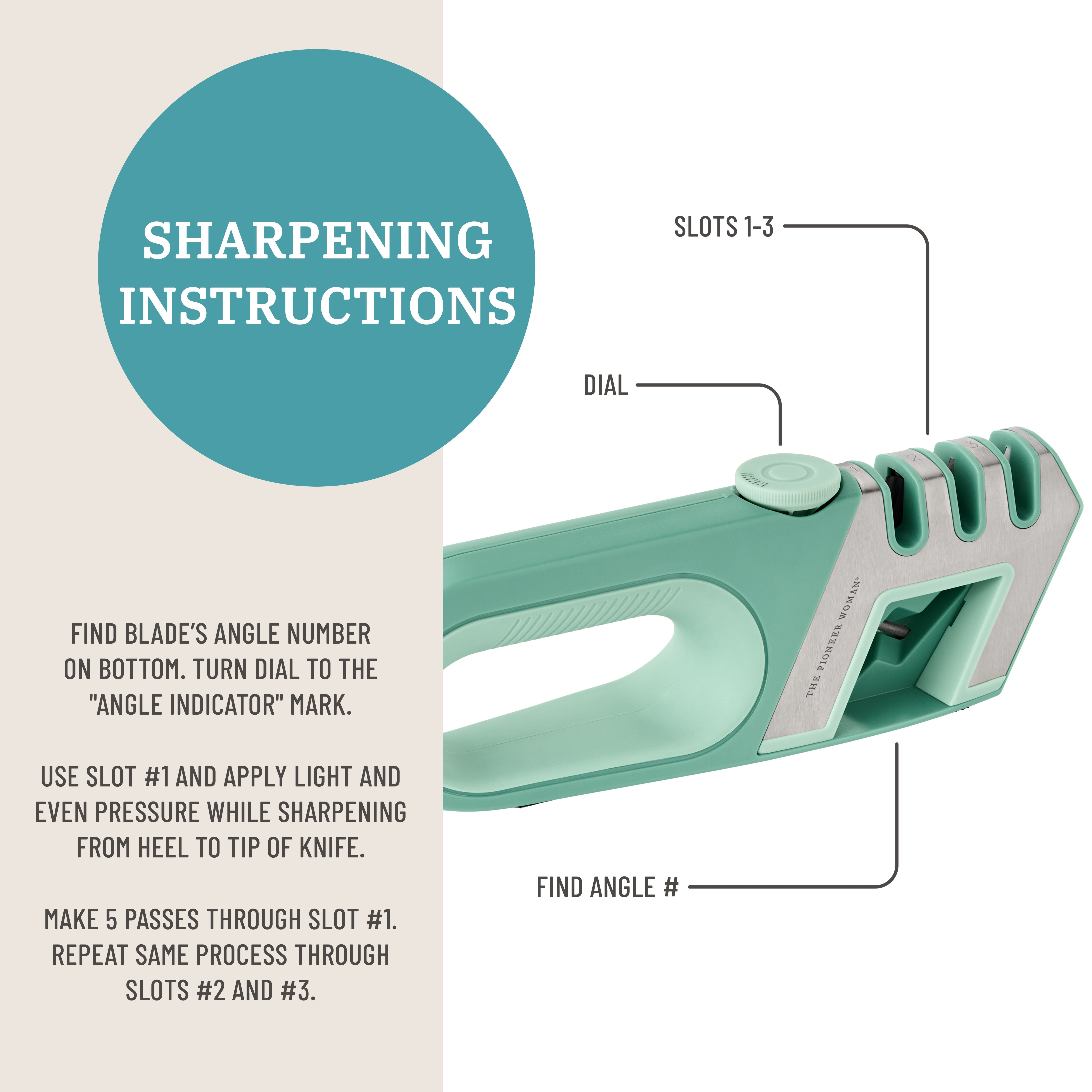 The Pioneer Woman 4-Stage Knife Shear and Sharpener, Green