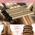 thumbnail image 5 of 5 Barrel Curling Iron Wand, Ceramic Tourmaline Triple Barrels Hair Waver with LCD Display, Temperature Adjustable Hair Crimper, Hair Waving Styling Tools for Women, Christmas Mother's Day Gift, 5 of 8