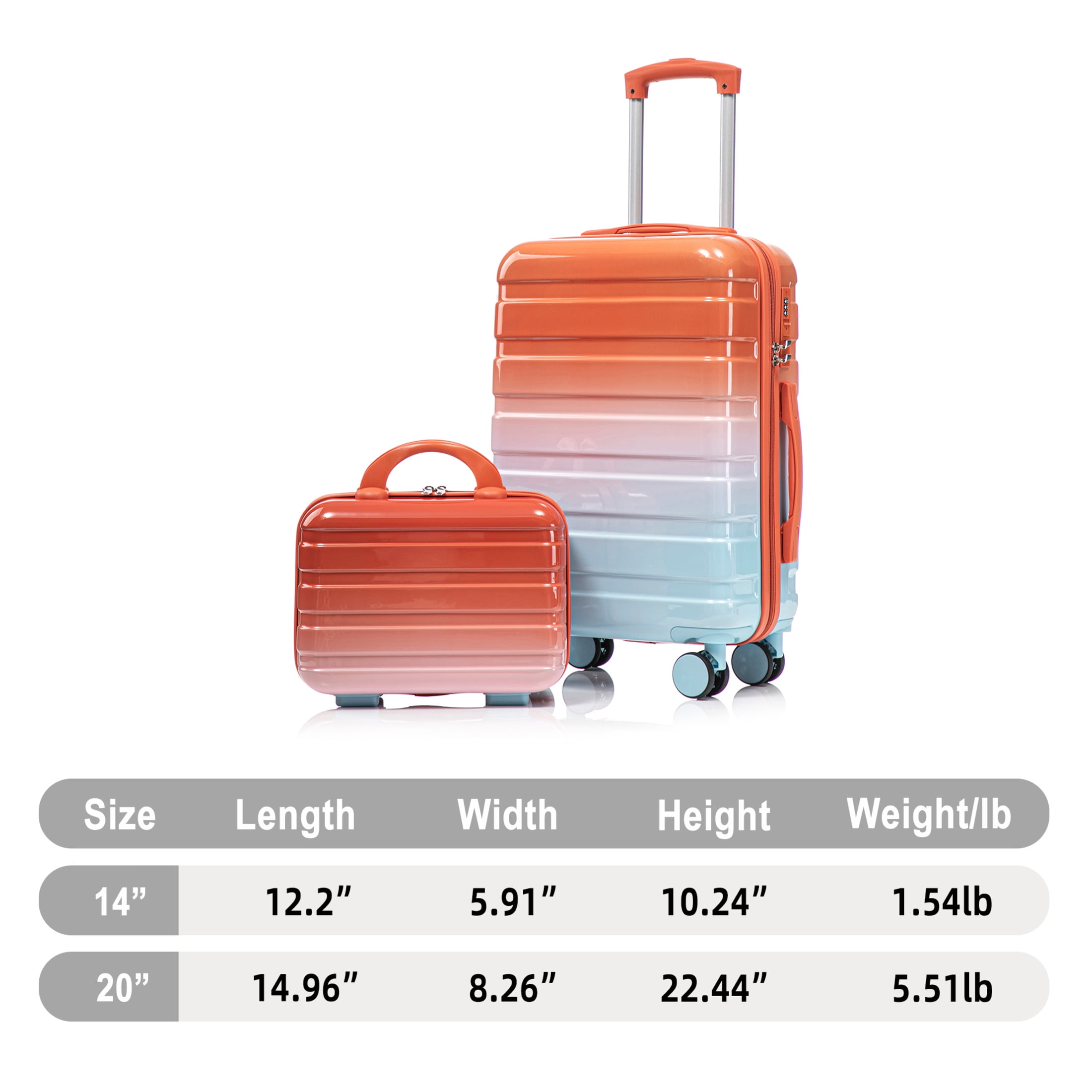 Noble House Vance 20"/14" Hardshell Spinner Luggage Set, Carry-On Suitcase and Cosmetic Case, Blue & Red, Set of 2