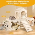 thumbnail image 4 of Petyoung Large Bunny Castle with Hay Feeder, Wooden Rabbit Hideout with Ramp, Detachable Multi-Room Playhouse for Rabbits, Guinea Pigs, Small Animals, 4 of 8
