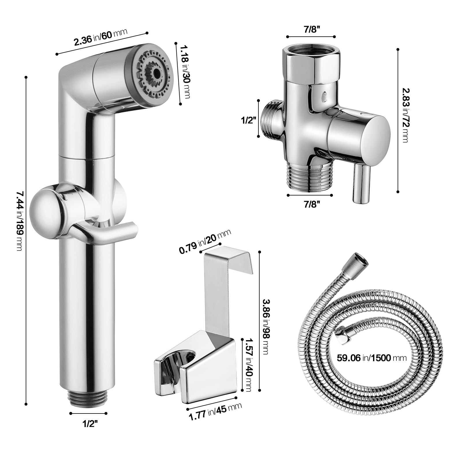 KAIYING Handheld Bidet Sprayer Chrome Finish Leak-Proof ABS