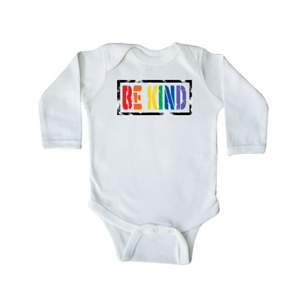 

Inktastic Be Kind Stencil LGBT Rainbow Gift Baby Boy or Baby Girl Long Sleeve Bodysuit