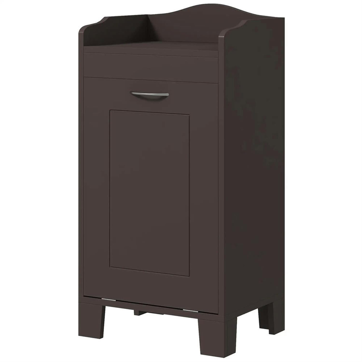 Demi Bonn 31" Bathroom Storage Cabinet with Tilt-Out Trash, Laundry Cabinet with Tilt Out Laundry Basket for Kitchen, Living Room, Brown