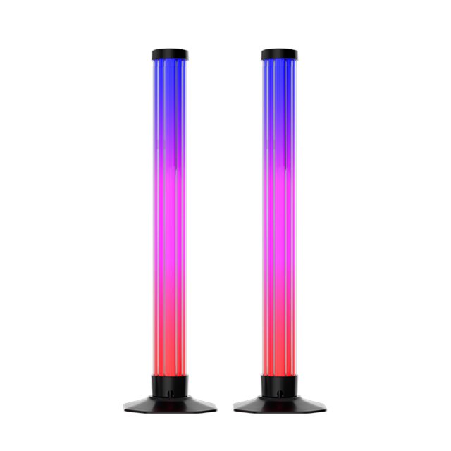 Graflsoa 360° RGBIC Sound-Activated LED Gaming Lights with USB Bluetooth APP & Infrared Remote, 2-Pack Crystal Cylinder Design (DX24016-42CM-BT)