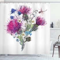Ambesonne Dragonfly Shower Curtain, Summer Meadow Herbs, 69"Wx84"L, Multicolor