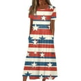thumbnail image 3 of Ruffle Dress Women, American Flag T Shirt Long Dresses Casual Cotton 4Th Of July Patriotic Short Sleeve Round Neck Pocket Dress Summer Maxi Golf Dresses For Dresses (XL, Vermilion) ZMTing, 3 of 4