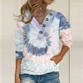 thumbnail image 2 of Fesfesfes Women Hooded Loose Tie-Dye Printed Buttoned Long Sleeve Sweatshirt Tops Tops on, 2 of 5