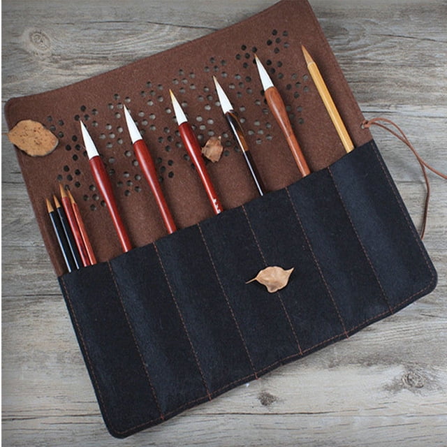 WHAMVOX 2Ud Bolsa De Fieltro Para Pinceles Y Plumas Con Clásico Para Escritorio Café