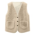 thumbnail image 4 of YDFCWXW Womens Sherpa Vest Casual Warm Fuzzy Faux Shearling Vest Sleeveless Fleece Jacket Pockets Teddy Coat Gilet for Winter Fashion (Beige, L), 4 of 8