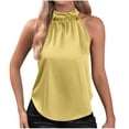 thumbnail image 2 of Yourumao Satin Tank Tops for Women Silk Apron Neck Tanks Smooth Solid Sleeveless Shirt Dressy Casual Tshirts Evening Prom Blouses, 2 of 7