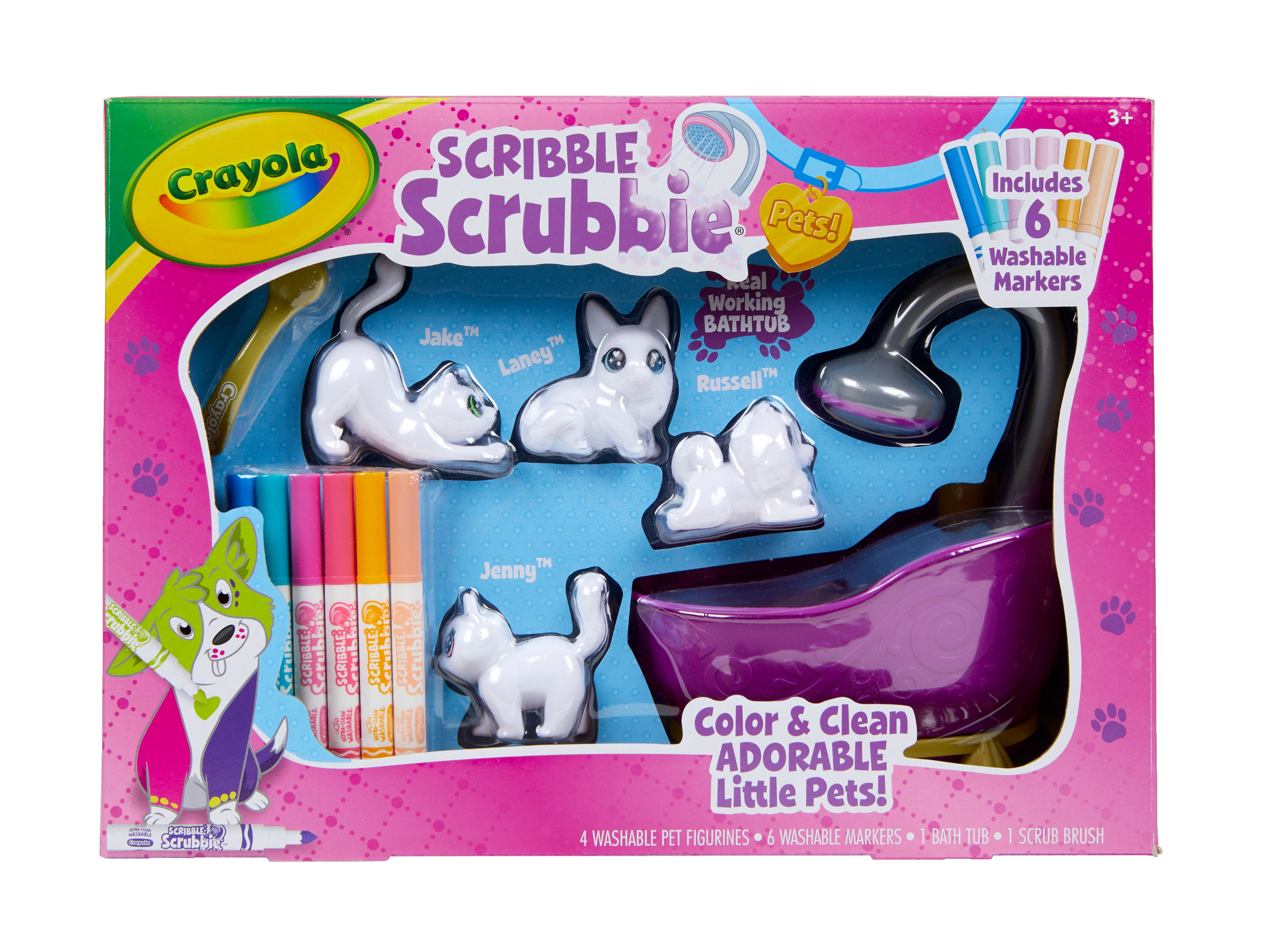 Kids DIY Crayola Scribble Scrubbies Pet Animals Playset Washable Toy Child Gift 