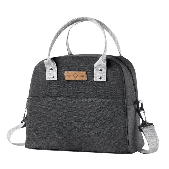 Bolsa de almuerzo portátil, bolsa térmica grande para oficina, trabajo, picnic, playa, viajes, lonchera reutilizable, negra