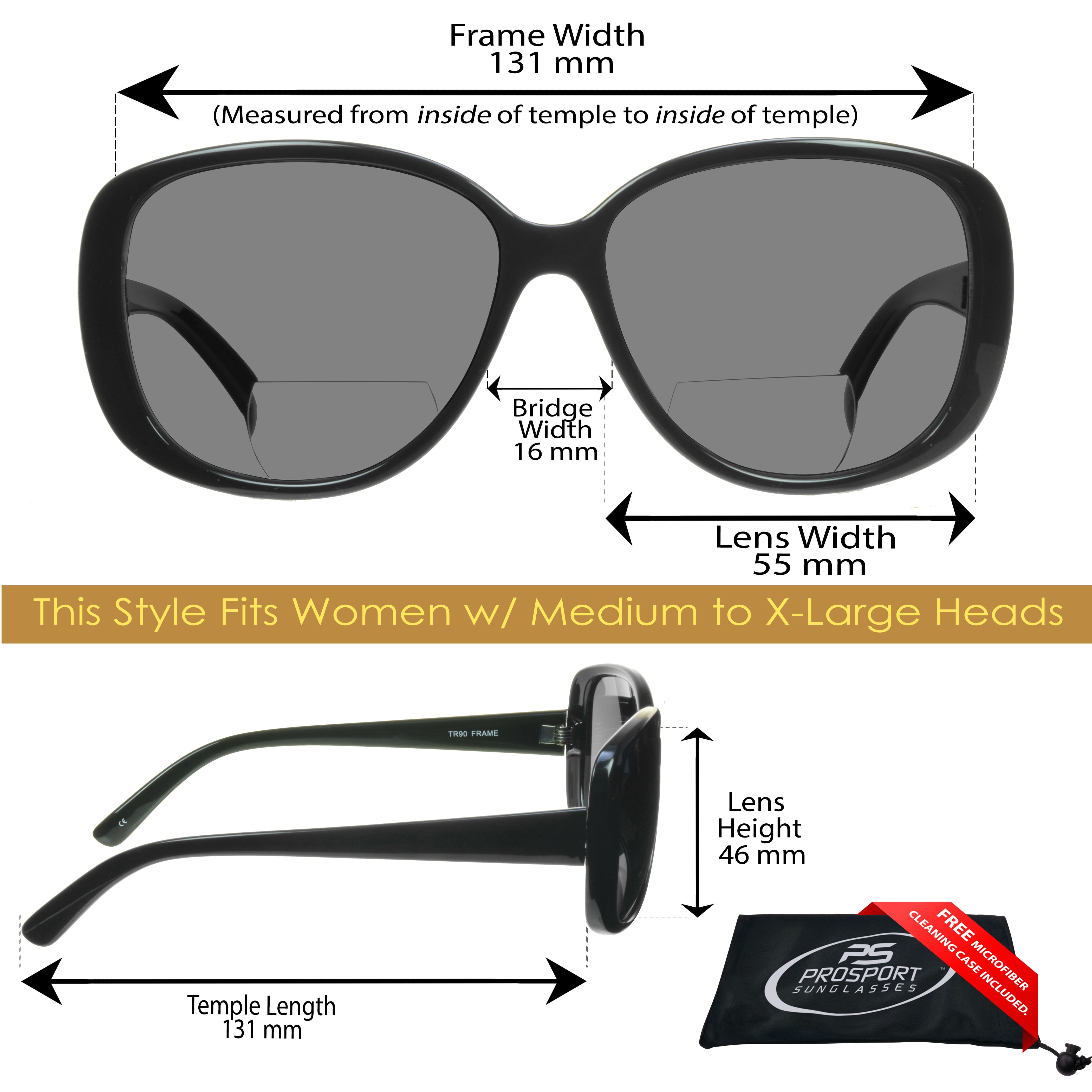proSPORT Women Polarized Bifocal Reading Fashion Oversized Sunglasses