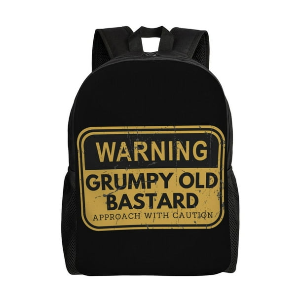Advertencia: Viejos bastardos gruñones se acercan con precaución. Mochila para portátil, bolso de viaje, mochila informal para la universidad, mochila negra para el trabajo y los negocios, regalo