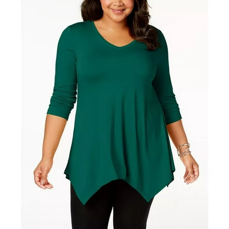 JM Collection Women's Handkerchief Hem Top Pink Size 1X