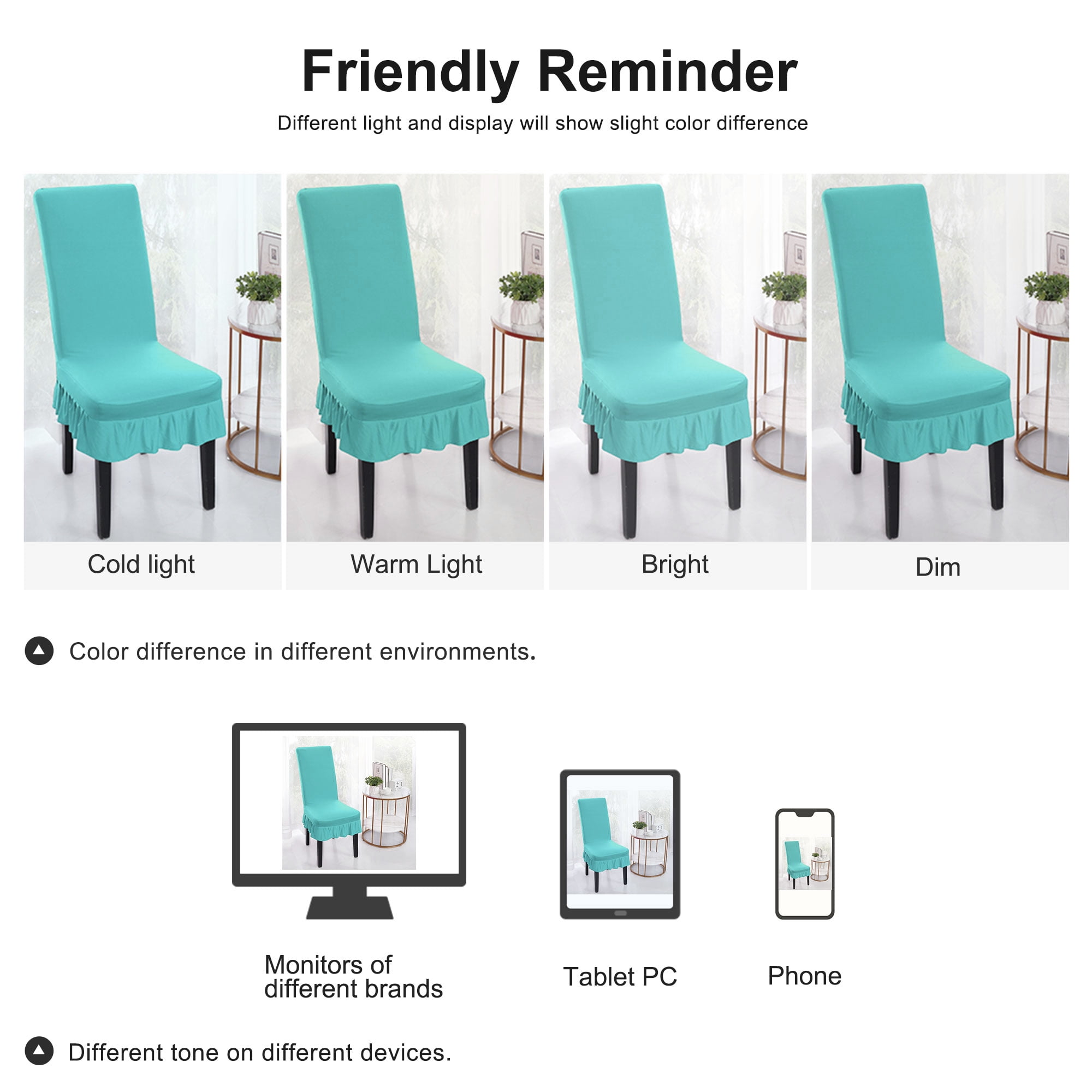 Unique Bargains Ruffled Skirt Dining Chair Cover Ruffled Seat Slipcovers Teal M