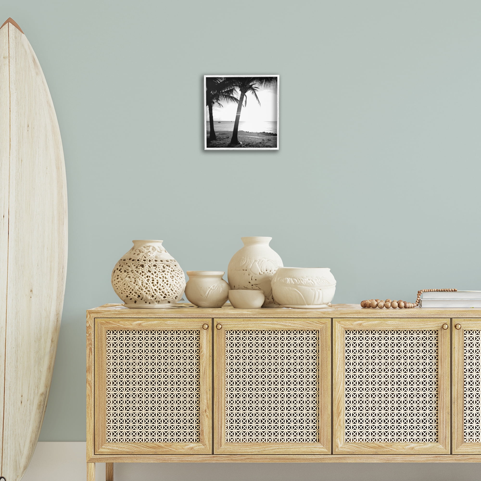 Stupell Industries Palm Tree Silhouettes Coastal Photography White Framed Art Print Wall Art, 12 x 12
