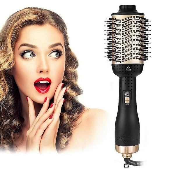 For One Step Hair Dryer & Volumizer Hot Curler Negative Types Styler Comb Brush|Curling Irons Golden