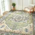 thumbnail image 2 of 9'x12' Area Rugs, Machine Washable Non Slip Area Rug for Living Room, Soft Low Pile Vintage Print Pattern Indoor Bedroom Thin Carpet, Green, 2 of 5