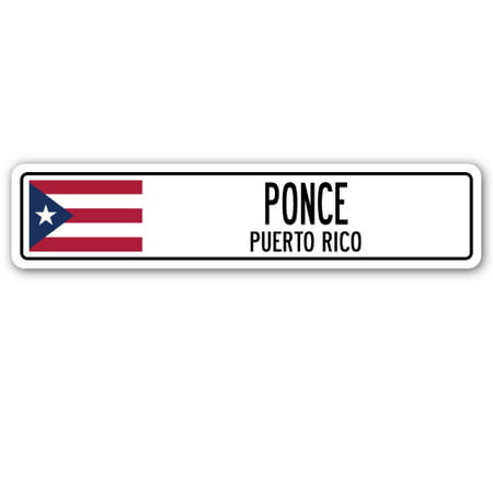 PONCE, PUERTO RICO Street Sign Puerto Rican American flag city country wall