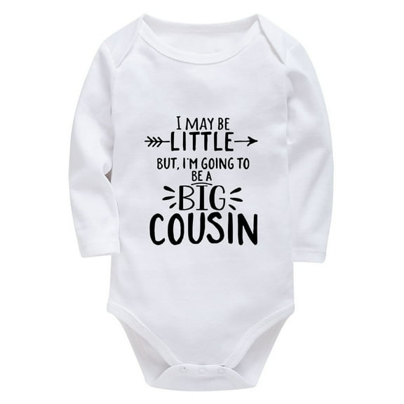 I'm Little But I'm Going To Be A Big Cousin Baby Onesie Neutral Long Sleeve Baby Boy Outfit White 0-3 Month Girl Clothes