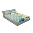 thumbnail image 2 of Ambesonne Nautical Fitted Sheet & Pillow Sham Set, Aquatic Objects Boats, Full, Blue Beige, 2 of 2