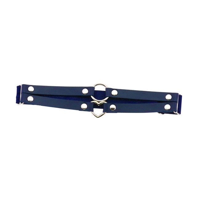 Milaget Porte-Jarretelles de Jambe Ajustable Mode Doubles Sangles Chaînes de Cuisse Cœur Forme Ronde Bleu Foncé