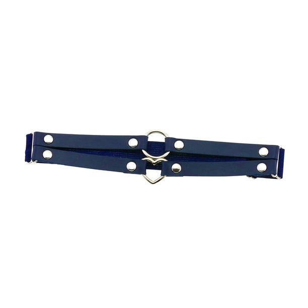 Liguero para pierna, de 2 filas elegantes a la moda para mujer, cadenas góticas para muslos, cuero PU, punk elástico para actuación Azul oscuro Baoblaze Liga de pierna ajustable