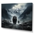 thumbnail image 2 of Designart "Minimalistic Black Yak Panorama" Yaks Wall Art Living Room, 2 of 7