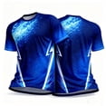 thumbnail image 6 of TEAJOPSUU Short Sleeve for Men Soccer Style Print Crew Neck Moisture Wicking & Quick Dry Shirt For Football Matches, Gym & Football Party B-Blue, 6 of 7