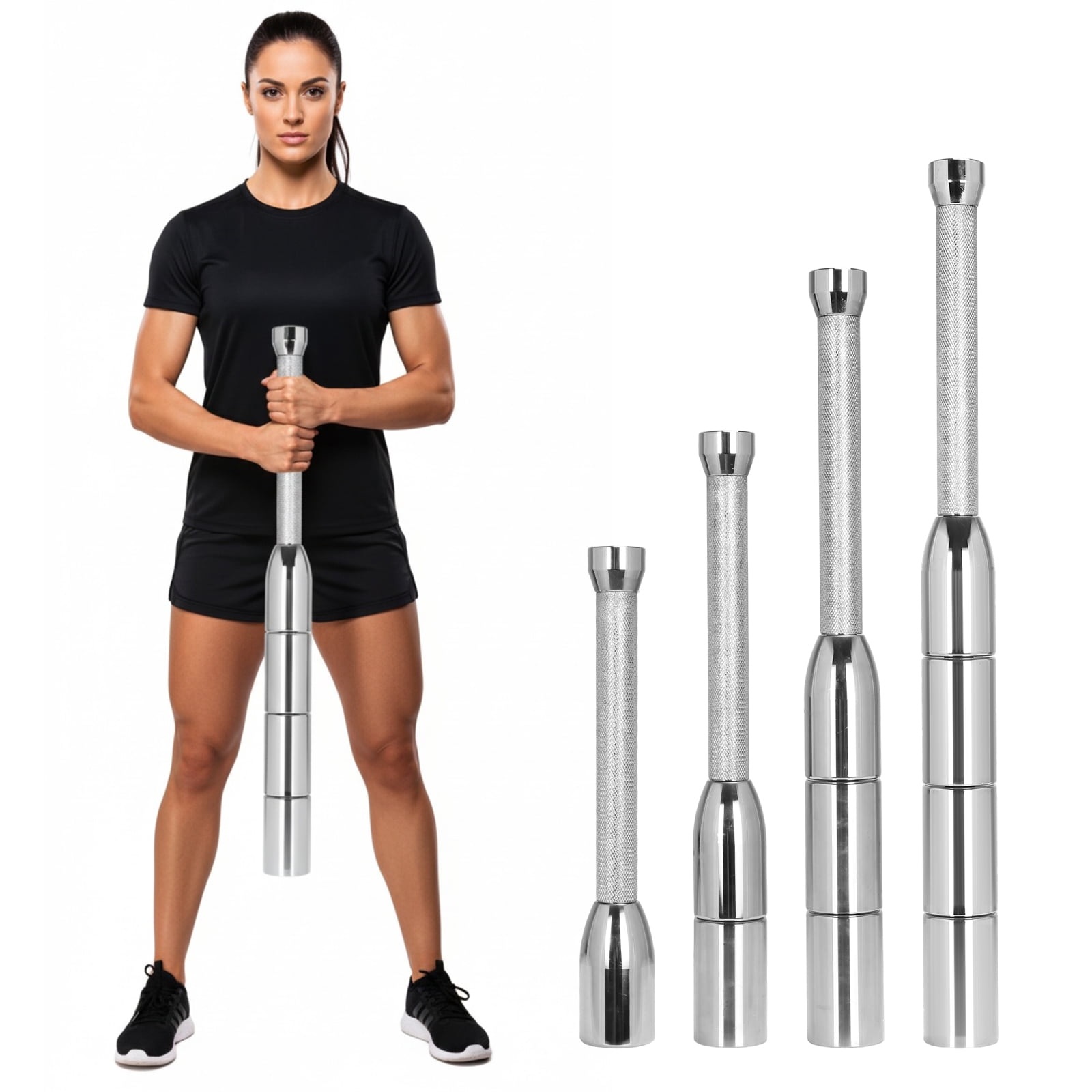 Btidfty Solid Pure Steel Barbell Multi-purpose Strength Training Macebell Clubbell Wear Resist for Exercise Grips & Forearms Workouts