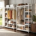 thumbnail image 4 of Fnova Clothes Rack with Shelf, Freestanding Closet Organizer, Heavy Duty Industrial Hall Tree Garments Rack for Small Space, Bedroom, White, 4 of 12