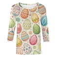 thumbnail image 4 of Womens Easter T Shirt Crew Neck Print Quarter Sleeve Rugby Shirt for Women,Hot Pink,L, 4 of 4