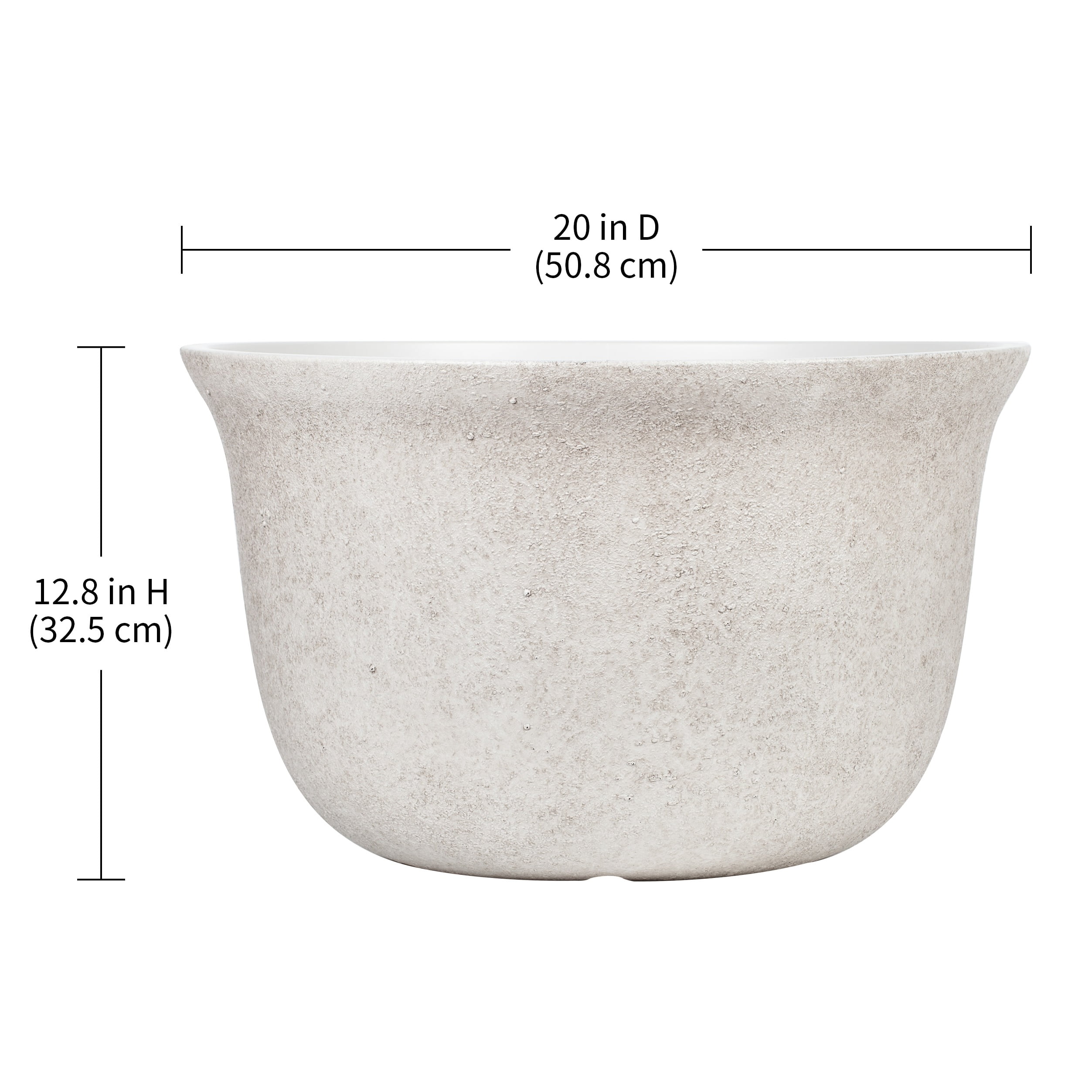 Better Homes & Gardens 20 inch Carmen Planter Gypsum Plant Pot Bowl Shape with Modern Design for Indoor Outdoor Plant