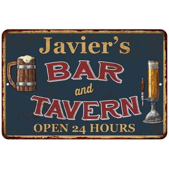 Javier's Green Bar & Tavern Rustic Sign 8 x 12 High Gloss Metal 208120047445