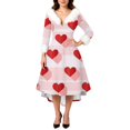 thumbnail image 4 of Valentine Dresses for Women Long Sleeve Casual V Neck Dress Love Heart Loose Oversized Dresses Light pink L, 4 of 5