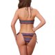 thumbnail image 3 of Conjuntos de bikini de patrón de ondas a rayas en bloques de color para mujer, 2 piezas, parte superior halter y parte inferior triangular, trajes de baño grandes de arcoíris, 3 of 5