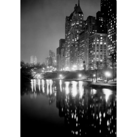- USA New York City Night scene at Central Park Poster Print
