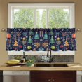 thumbnail image 4 of Yayeee Kitchen Curtains Tier Set of 2 Light Filtering 57"x24" Over Sink Window Panels, Dark Blue Christmas, 4 of 7