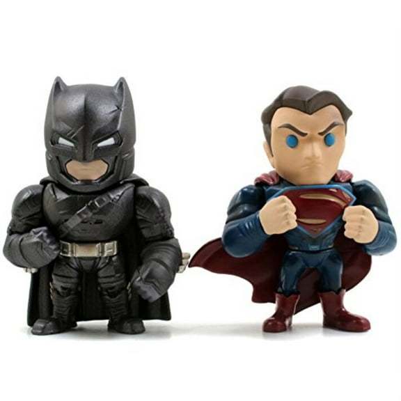 New Batman V Superman Movie Merchandise - 4" Metal DieCast (Die-Cast) BATMAN V SUPERMAN TWIN PACK Action Figures By Jada Toys Set of 2 Figures