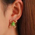 thumbnail image 4 of SmartBy 1/2 Pairs Frog-Shaped Earrings Sparking Rhinestones Inlaid Cartoon Enamel Alloy Ear Clips Jewelry Accessories, 4 of 6