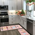 thumbnail image 6 of Nutcrackers Merry Christmas Kitchen Rugs Set of 2, Pink Nutcracker Christmas Decor, Merry Xmas Rug Winter Mats, Xmas Decorations for Home, Low-Profile Kitchen Floor Mat (Pink, 17"x47"+17"x30"), 6 of 6