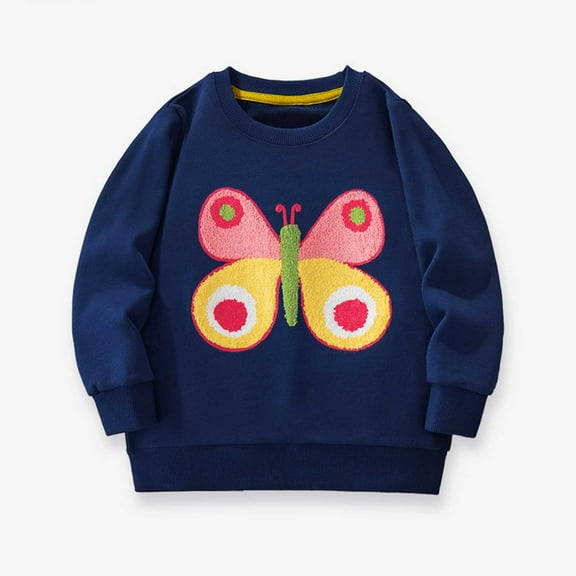 JIAYUE Tops for Girls Long Sleeve Round Neck Cartoon Embroidery For Kids Fashion Wear